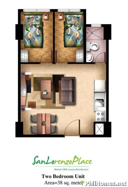 2BR,38sq.m. In Makati Condominium