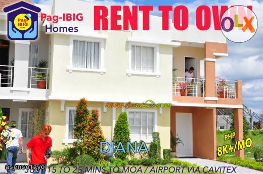 MORE AFFORDABLE THAN PAG IBIG, DIANA TOWNHOUSE, LIKE RENT TO OWN, 3BDRM, 60SQM FA, P10K PER MONTH, IMUS CAVITE
