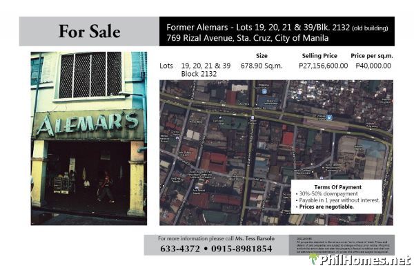 Former Alemars Commercial Building at Sta Cruz Manila FOR SALE – Price Update!